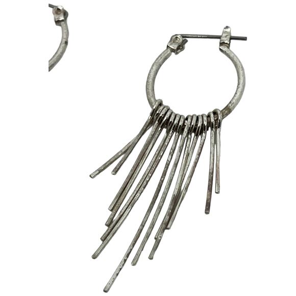 Elegant Silver Tassel Hoop Earrings - Picture 5 of 6